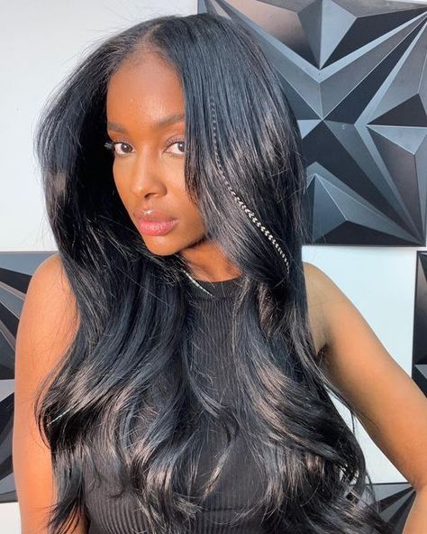 Miss Perry on Instagram: "Tape ins w/ feather extensions by @kahlaarmonee 🪶🫶🏽" Middle Part Sew In, Long Weaves, Hair Feathers, Feather Extensions, Tape Ins, Luxury Hair Extensions, Middle Part Hairstyles, Hair Accessories Pins, Feather Hair Extensions