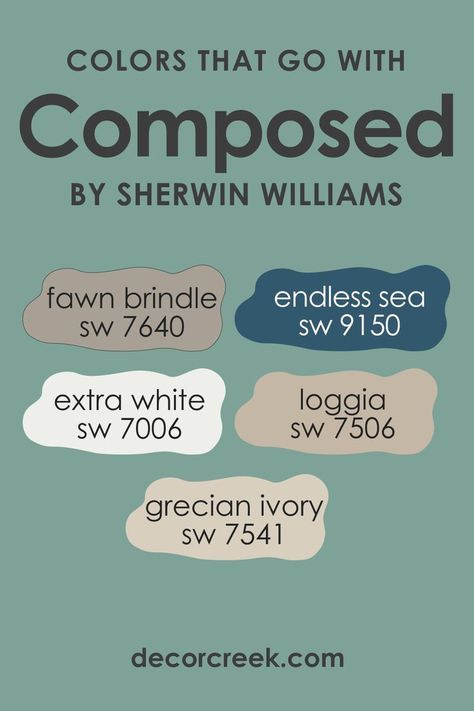 Colors That Go With SW 6472 Composed Cascade Sw, Sw Shade Grown Paint, Sw Loggia Color Palettes, Sw 7018 Dovetail, Sw Fawn Brindle Paint, Sw Fawn Brindle Color Palettes, Office Paint Colors, Office Paint, Cool Undertones