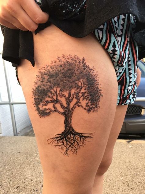 Black and gray tree tattoo. Olive tree tattoo.  Tattoo by Kim Shady at Custom Creations Tattoo and Art Studio. Walnut Tree Tattoo, Realistic Tree Tattoo, Tree Tattoo Wrist, Olive Tree Tattoo, Tree Tattoo Black, Olive Tree Tattoos, Yggdrasil Tattoo, Trees Tattoo, Tree Sleeve Tattoo