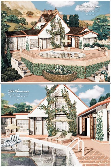 The Sims 4 Building Ideas No Cc, The Sims 4 Tartosa Build, Sims 4 My Wedding Stories, One Story House Sims 4, Sims 4 Houses 1 Story, Sims 4 Tartosa Cc, Sims 4 Tartosa Lot, Sims 4 Dream House, Sims 4 Family House No Cc