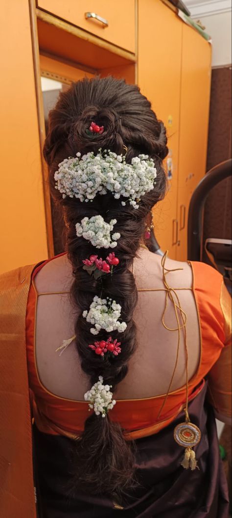 Braid/ hairstyle / South Indian wedding Fishtail Braid Indian Wedding, Fish Braid Hairstyles Wedding Indian, Fishtail Braid Hairstyles Indian Wedding, Braid Hairstyles Indian, Fish Braid Hairstyles, Fish Tail Hairstyles, Hairstyles Wedding Indian, Braid Hairstyles Wedding, Engagement Hairstyles Indian