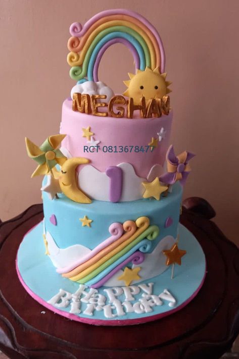 2 Tier Birthday Cake, Tier Birthday Cake, Tiered Cakes Birthday, Cake Girl, 2 Tier Cake, Tier Cake, Rainbow Cake, Birthday Cake Kids, Girl Cakes