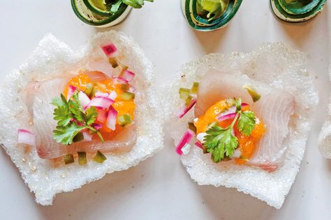 Hamachi Crudo with Apricot Jam Recipe | Silver Oak Food & Wine Hawaiian Tuna Poke, Hamachi Crudo, Spanish Seafood Paella, Sesame Crackers, Apricot Jam Recipes, Citrus Fish, Preserving Foods, Tuna Poke, Mini Tacos