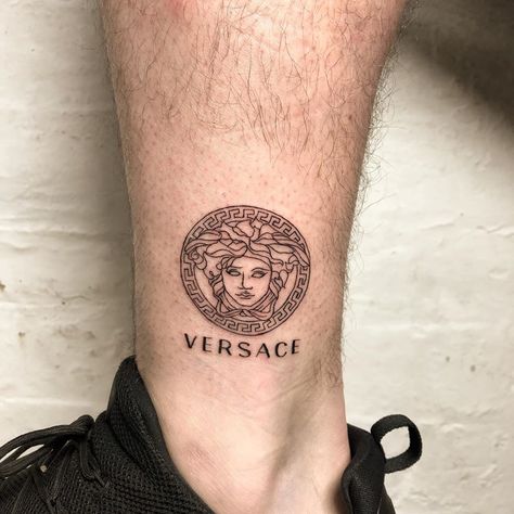 Vercase Tattoos, Versace Tattoo Design, Versace Tattoo, Versace Aesthetic, Barber Tattoo, Tattoo Spots, On Tattoo, Back Of Shoulder Tattoo, Tattoo Cover-up