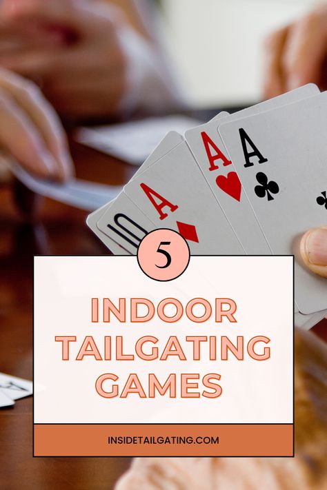 If you’re tailgating from a Northern climate, going outside may not be in the cards for tailgating games. The cold, snow and freezing rain, and other weather hazards can put a real damper on your fun. If you’re hosting a tailgating party in a wintery area, plan a few backup indoor games in case you can’t get outside.  Here are some games you can play outside for football season. Tailgate Games For Adults, Tailgating Games, Football Tailgate Party, Tailgate Games, Freezing Rain, Play Outside, Pga Championship, Super Bowl Party, Toss Game