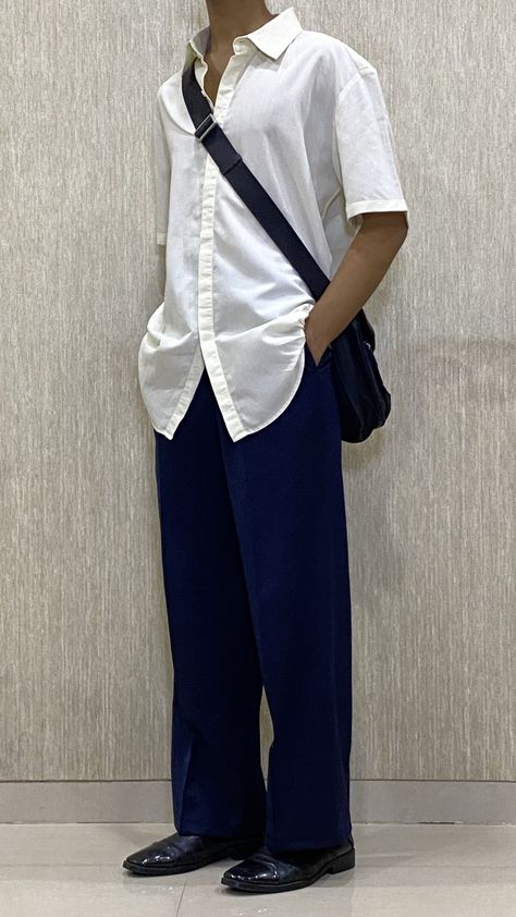 Old-money style , korean style , classic style Navy Blue And Cream Outfit, Navy Blue Trousers Outfit Men, Navy Blue Pants Outfit Mens, Navy Blue Trousers Outfit, Blue Pants Outfit Men, Navy Blue Pants Outfit, Blue Trousers Outfit, Cream Shirts, Blue Outfit Men