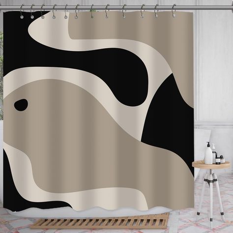 She Love Black and Grey Abstract Shower Curtain Modern Geometric Art Minimalist Curve Beige Shower Curtain with Metal Hooks 72x72 Inch Waterproof Polyester Bathroom Curtain : Amazon.ca: Home Beige Shower Curtain, Minimalist Bathroom Decor, Shower Curtain Modern, Curtain Modern, Geometric Shower Curtain, Modern Geometric Art, Abstract Shower Curtain, Sewing Furniture, Beige Art