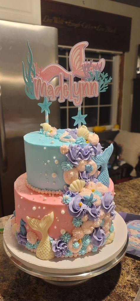 Easy Mermaid Cake, Mermaid Cake Design, Mermaid Birthday Cakes, Mermaid Cakes, Mermaid Birthday, Baked Goods, Cake Designs, Cookie Decorating, First Birthdays