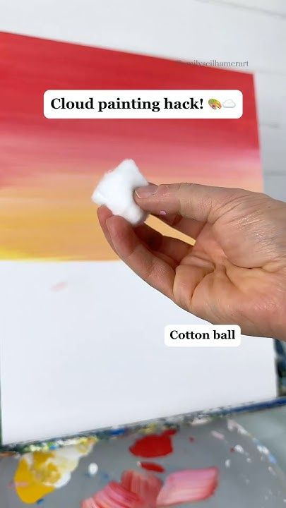 Cloud painting hack for beginners! 🎨☁️ #art #painting #tutorial #easy #howto #arttips #clouds - YouTube Art Painting Tutorial, Clouds Painting, Painting Clouds, Beginners Art, Cloud Art, Cloud Painting, Cotton Ball, Painting Tips, Painting Tutorial