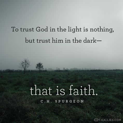 Trust in the dark... Spurgeon Christian Journals, Woord Van God, Spurgeon Quotes, Charles Spurgeon, In God We Trust, Faith Inspiration, Amazing Grace, Verse Quotes, Bible Verses Quotes