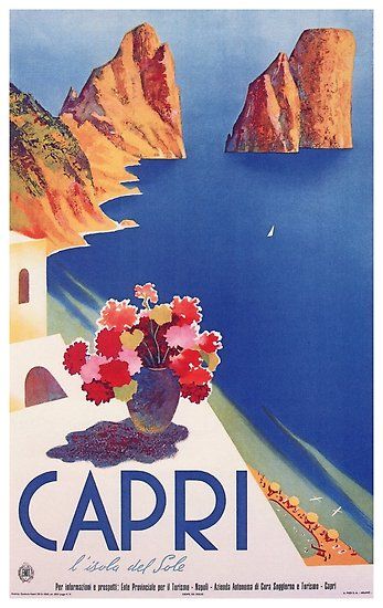 Posters Italy, Europa Park, Italian Posters, Italy Poster, Vintage Advertising Posters, Deco Poster, Capri Italy, Italy Print, Retro Travel Poster