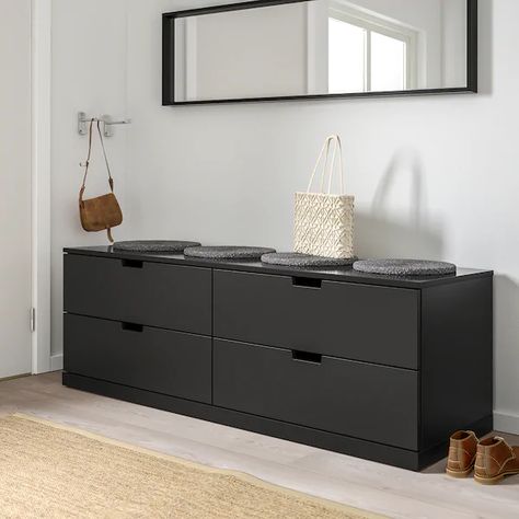 NORDLI 4-drawer dresser, anthracite, 63x21 1/4" - IKEA Nordli Ikea, Bedroom Storage For Small Rooms, Ikea Nordli, Quality Bedroom Furniture, Blue Dresser, Storage Bench Bedroom, Bench With Drawers, 8 Drawer Dresser, Bedroom Chest Of Drawers