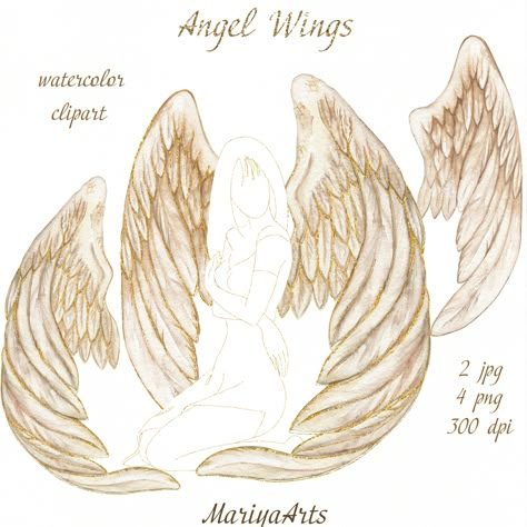 Memorial Wings, Wings Watercolor, Wings Clipart, Alas Tattoo, Watercolor Angel, Wings Drawing, Angel Drawing, Wings Art, Fairy Wings