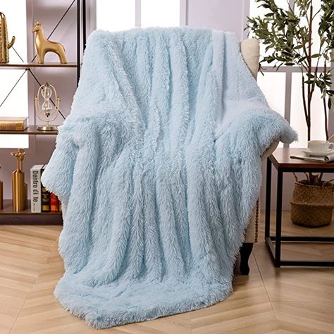 Light Blue Blanket, Fuzzy Blanket, Blue Throw Blanket, Faux Fur Throw Blanket, Faux Fur Blanket, Fur Throw Blanket, Blue Throws, Fur Blanket, Bed Throw Blanket