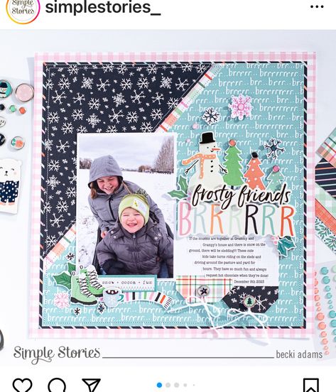 Simple Stories Scrapbooking, Winter Scrapbook Layouts, Cute Snowmen, Winter Scrapbooking, Christmas Scrapbook Pages, Christmas Scrapbook Layouts, Scrapbook Pictures, Scrapbook Borders, Christmas Layouts