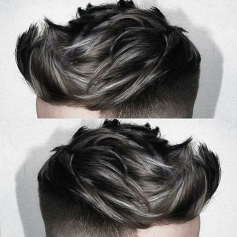 Sick texture, great color, perfect cut!  #GroomUp #Theguybar Grey Hair Color Men, Men Hair Color Highlights, Silver Hair Men, Silver Hair Highlights, Dyed Hair Men, Grey Hair Men, Mens Hair Colour, Men Hair Color, Silver Grey Hair