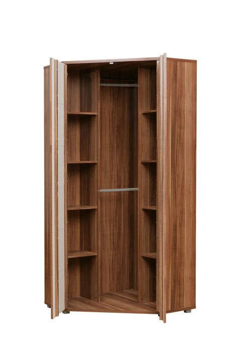 Find Corner Armoire Wardrobe. Another wonderful innovation in corner space usage is this collection of corner armoire wardrobes. So handsome, so fitting for your style, and stainable to fit your existing furniture, if you need more space but the closet is full, a corner wardrobe might be just what you need. T… Corner Armoire, Armoire Bedroom, Corner Bedroom, Wardrobe Design Ideas, Small Closet Organization Bedroom, Closet Organisation, Corner Closet, Small Guest Room, Small Guest Bedroom