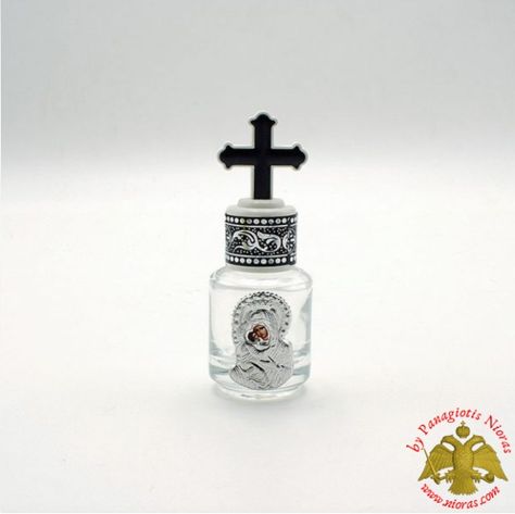 Holy Water or Holy Oil Bottle Small Cylinder with Theotokos Icon and Cross (Set of 4) Theotokos Icon, Orthodox Family, Greek Folk Art, Holy Water Bottle, Byzantine Art, Greek Orthodox, Religious Icons, Holy Water, Creative Tattoos