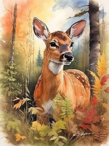 Animal Paintings Acrylic Wildlife Art, Deer Painting Acrylic, Dear Painting, Dear Drawing, Deer Watercolor Painting, Dear Animal, Reindeer Painting, Animal Canvas Paintings, Deer Photography