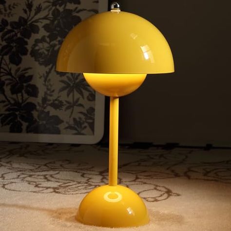 Glivpny Modern Flowerpot Cordless Table Lamp, Cordless Mid Century Lamp,Cute Battery Mushroom Table Lamp,Small Lamp for Nightstand,Dimmable Touch Bedroom Lamp,Night Light for Indoor Outdoor (Yellow) Lamp For Nightstand, Minimalist Mushroom, Cordless Table Lamp, Mushroom Table Lamp, Mushroom Table, Cordless Table Lamps, Living Room Restaurant, Bedroom Lamp, Rechargeable Lamp