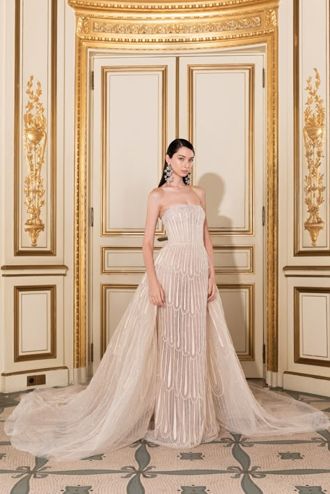 SPRING 2024 – BRIDAL COLLECTION Georges Hobeika Bridal, Off White Fashion, Tail Dress, Classy Prom Dresses, Georges Hobeika, Fantasy Gowns, November 8, Groom Outfit, Wedding Dress Trends