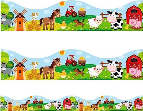 Bulletin Board Choice: these farm animal bulletin board borders are good classroom decorations for back to school party, family gatherings events, teacher student use, they are good trim for chalkboard, whiteboard, blackboard, wall, making your boards really stand out Classroom Bulletin Borders Package: you will get 44 pieces of farm animal borders, 50 feet in total; These farm animal trim can so match with farm animal cutout or other farm animal classroom Farm Animal Bulletin Board, Farm Animal Classroom, Farm Classroom Decorations, Animal Bulletin Board, Farm Classroom Theme Decor, Borders Classroom, Animal Classroom, Farm Classroom Theme, Bulletin Borders