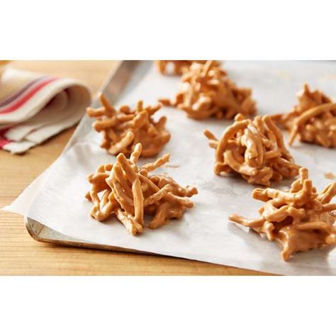 Butterscotch Haystacks, Haystack Cookies, Haystacks Recipe, Bake Recipes, Butterscotch Chips, Peanut Butter Chips, Christmas Goodies, Candy Recipes, Food Network