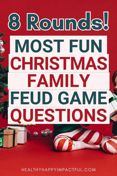 Most fun Christmas family feud kid-friendly pin Holiday Family Feud Questions, Funny Games To Play With Family, Games To Play At A Christmas Party, Family Fued Game Diy Questions, Christmas Family Feud Printable Free, Family Feud Christmas Game, Diy Family Feud, Family Feud Christmas Questions, Christmas Family Feud Questions