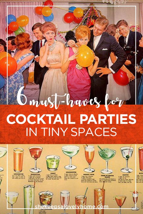 These are my must-have essentials and tips if you want to throw a glittering cocktail party in a teeny, tiny space. #entertaining, #cocktailparty, #homedecorideas How To Host A Cocktail Party At Home, Cocktail Tasting Party, How To Throw A Cocktail Party, Casual Cocktail Party, Chic Cocktail Party, Afternoon Cocktail Party, Mid Century Cocktail Party, At Home Cocktail Party, New Years Cocktail Party