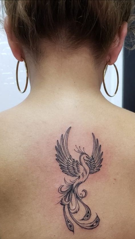 Pheonix Tattoo Ideas Female, Phoenix Tattoo Ideas, Tato Phoenix, Tattoo Ideas Inspiration, Phoenix Tattoo Feminine, Small Phoenix Tattoos, Flower Spine Tattoos, Spine Tattoo Ideas, Tato Minimal