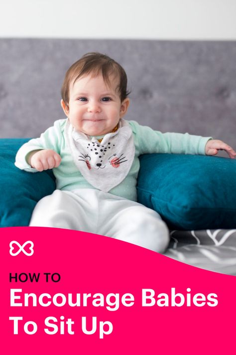 A baby is propped up against a pillow and looks at the camera smiling. Baby Sitting, Do Baby, Baby Development, Baby Learning, Baby Milestones, Sit Up, A Doctor, Child Development, The Fosters