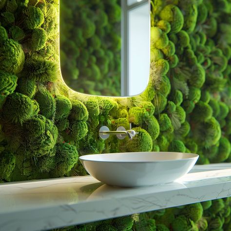 Elevate your bathroom with our moss background mirror. Embrace nature’s tranquility with lush, vibrant moss that adds a touch of organic beauty to your space. Conceptual AI Art Follow @ecosapiens for more! Moss Bathroom, Moss Background, Embrace Nature, Organic Beauty, Lush, Mirror, Beauty, Quick Saves, Art