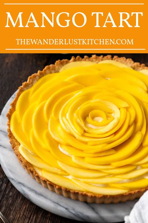 Mango Fruit Tart, Mango Curd Tart, Fresh Mango Recipes, Mango Tart Recipe, Mango Pie Recipe, Comidas Aesthetic, Cake Batter Truffles, Crust Designs, Mango Curd