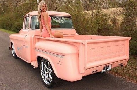 Truck Reference, Pink Chevy Trucks, Pink Chevy, Vintage Chevy Trucks, Nice Trucks, Tactical Truck, Unique Vehicles, Vintage Pickup, Vintage Pickup Trucks