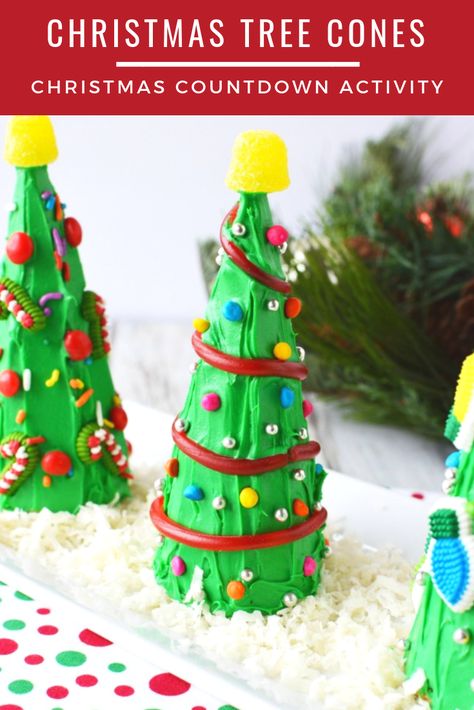 Christmas Tree Cones - Great Activity for Christmas Countdowns or Christmas Parties Christmas Advent Activities, Christmas Tree Cones, Activity For Christmas, Games Activities For Kids, Countdown Activities, Christmas Party Games For Kids, Class Gifts, Christmas Cones, Advent Activities