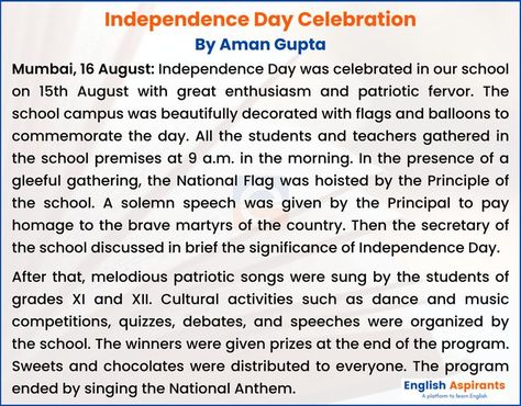 Report on Independence Day Recount Text, Decorating With Flags, Independence Day Celebration, Report Writing, National Flag, Independence Day, Writing, Celebrities, Quick Saves