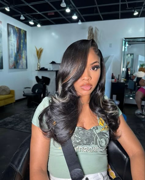 Ombre Sew In, Brown Dress Outfit Black Women, Going Out Outfits Dinner, Quickweave Hairstyles With Leave Out, Birthday Hairstyles, Quick Weave Hairstyles, Dyed Natural Hair, Dope Hairstyles, Side Part