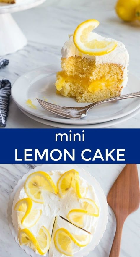 Small Lemon Cake, Small Lemon Cake Recipe, Quick Fall Desserts, Small Recipes, Lemon Layer Cake, Cake For Two, Easy Lemon Curd, Festive Baking, Citrus Desserts