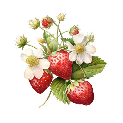 Strawberry Images Clip Art, Cute Strawberry Illustration, Strawberry Board, Strawberry Picture, Strawberries Watercolor, Strawberry Items, Mural Background, Strawberry Pictures, Watercolor Realistic