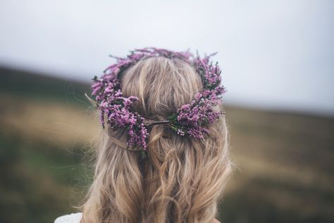 Heather flower crown flowercrown circlet Cottagecore Flowercrown, Scottish Heather Flower, Heather Photoshoot, Flower Crown Aesthetic, A River Enchanted, River Enchanted, Lavender Flower Crown, English Garden Cottage, Circlet Crown