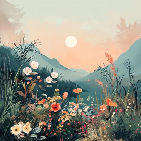 Peaceful mountain wildflowers Mountain Wildflowers, Mountain Flowers, Wildflower Paintings, Phone Themes, Wild Flowers, Forest, Flowers, Instagram, Art