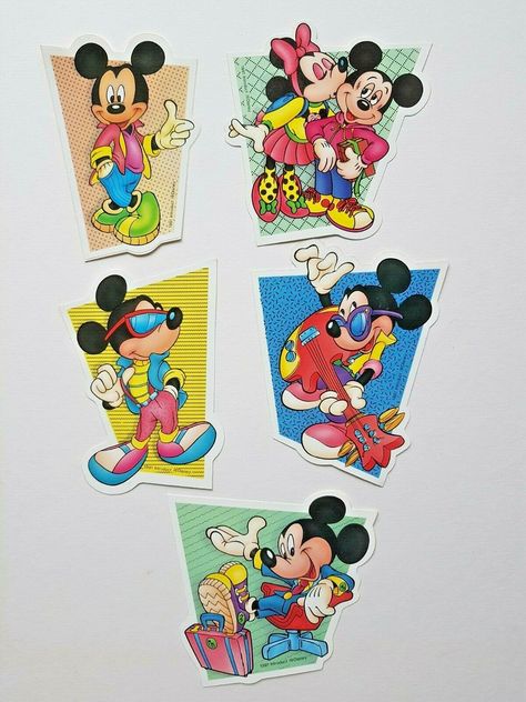 80s Mickey Mouse, 80s Disney, Vintage Disney Stickers, Vintage Mickey Mouse Aesthetic, 90s Disney, Mickey Mouse Stickers, Minnie Mouse Stickers, Disney Sleeve Tattoos, Disney Japan