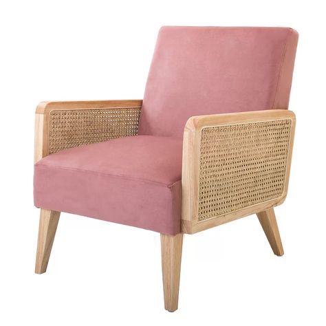 Brayden Studio Criss Armchair & Reviews | Wayfair Cane Accent Chair, Cane Armchair, Farmhouse Armchair, Caned Armchair, Chair Rattan, Rattan Cane, Rattan Armchair, Unique Chair, Velvet Accent Chair