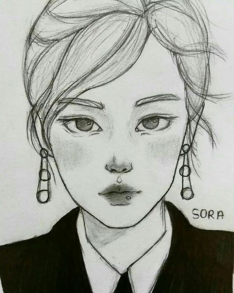 Girl Face Drawing, Color Drawing Art, Pencil Sketch Images, Animation Art Sketches, Cool Pencil Drawings, Face Sketch, Kpop Drawings, Easy Drawings Sketches, Arte Sketchbook