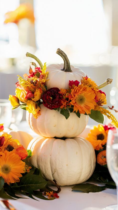 19 Autumn Wedding Table Decorations for Fall Charm Autumn Wedding Table Decorations, Autumn Wedding Table, Burgundy Table Runner, Glass Wedding Centerpieces, Fall Wedding Table Decor, Leaf Confetti, Fall Wedding Tables, Pumpkin Planter, Pumpkin Vase