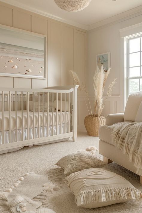 29 Coastal Nursery Ideas to Transform Your Baby's Room Sherwin Williams Sea Salt Nursery, Beach Themed Nursery Neutral, Pink Coastal Nursery, Baby Girl Beach Nursery, Ocean Themed Nursery Girl, Beach Theme Nursery Girl, Simple Girl Nursery Ideas, Coastal Nursery Ideas, Coastal Nursery Girl