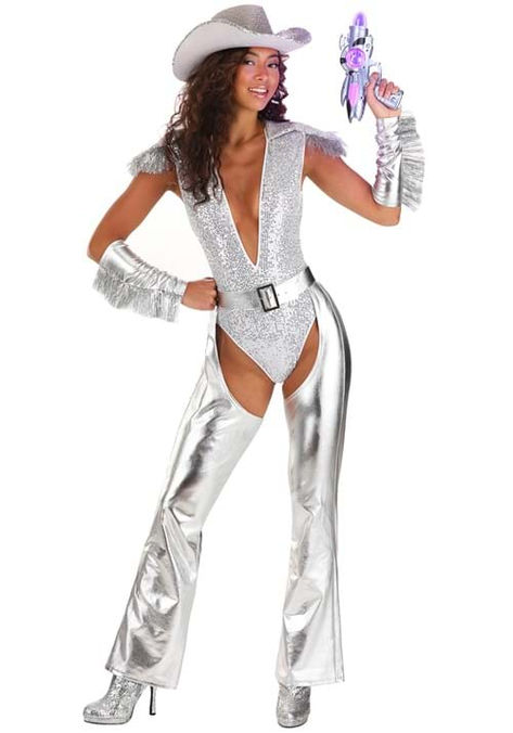 Cowgirl Dance Costume, Rhinestone Cowgirl Costume, Space Costume Women, Space Cowgirl Costume Halloween, Space Cowgirl Outfits, Western Dance Costume, Cowgirl Costume For Women, Intergalactic Party, Space Cowboy Costume