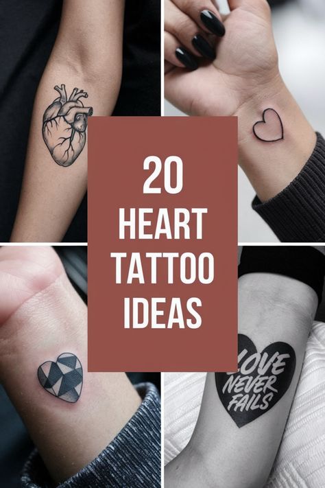 20 unique heart tattoo designs. Womens Heart Tattoos, Modern Heart Tattoo, Hollow Heart Tattoo, Heart Wrist Tattoos For Women Unique, Heart Word Tattoo, Wrist Heart Tattoos For Women, Romantic Tattoos For Women, Two Heart Tattoo, Heart Shaped Tattoos