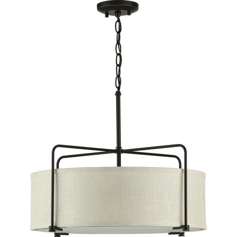 Three Posts™ Caloundra 3 - Light Shaded Drum Chandelier | Wayfair.ca Kitchen Lighting Over Table, Family Room Lighting, Barn Door Designs, Minimalist Dining Room, Entryway Lighting, Guest Room Office, Kitchen Ceiling, Candle Style Chandelier, Progress Lighting