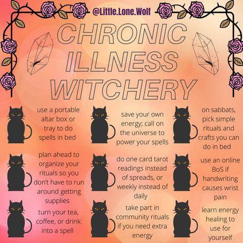 Spoonie Witchcraft, Spoonie Witch, Illness Spell, Spells To Heal Illness, Budget Witchcraft, Incantations Witchcraft, Low Energy Witchcraft, Witchcraft 101, Healing Magic